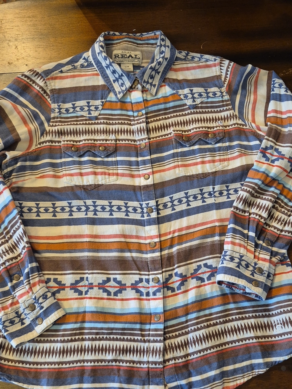 Ariat Long Sleeve Snap Closures Western Rodeo Cowgirl Yoke Southwestern Large